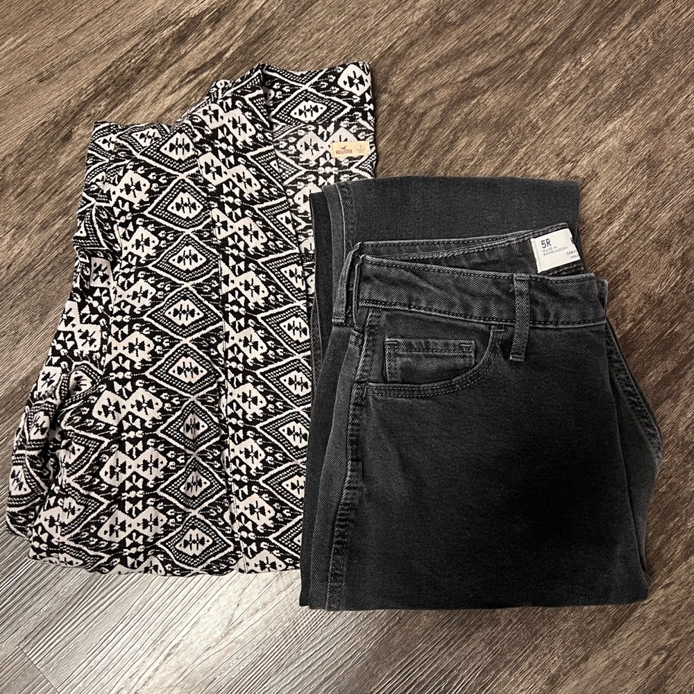 Bundle 2 HOLLiSTER New MOM Jeans CARDIGAN Set 5R